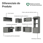 Armário de Cozinha Completa de Canto 445cm Suspensa Cinza Nice Madesa 04