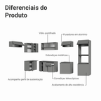 Armário de Cozinha Completa de Canto Suspenso 465cm Cinza Nice Madesa 02