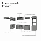 Armário de Cozinha Completa de Canto Suspenso 465cm Cinza Nice Madesa 03