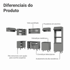 Armário de Cozinha Completa de Canto 465cm Cinza Nice Madesa 04