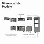 Armário de Cozinha Completa de Canto 465cm Cinza Nice Madesa 05