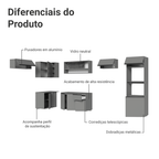Armário de Cozinha Completa de Canto Suspenso 465cm Cinza Nice Madesa 07