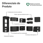 Armário de Cozinha Completa de Canto 465 cm Suspenso Preto Nice Madesa 10