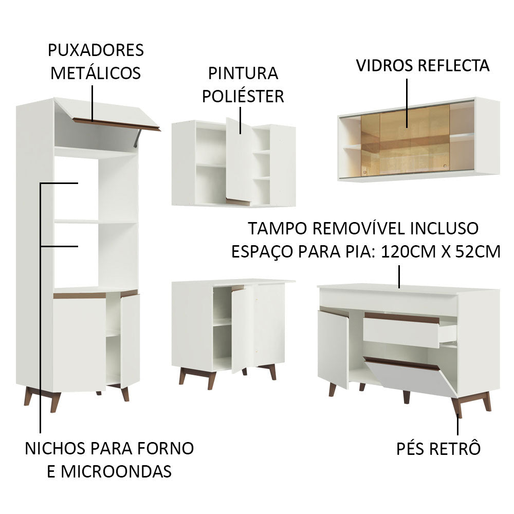 Armário de Cozinha Completa de Canto 332cm Branco Reims Madesa 01