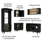 Armário de Cozinha Completa de Canto 332cm Preto Reims Madesa 01