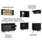 Armário de Cozinha Completa de Canto 332cm Preto Reims Madesa 02