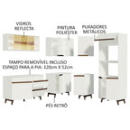 Armário de Cozinha Completa de Canto 367cm Branco Reims Madesa 01