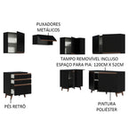 Armário de Cozinha Completa de Canto 392cm Preto Reims Madesa 01
