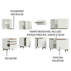 Armário de Cozinha Completa de Canto 392cm Branco Reims Madesa 02