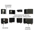 Armário de Cozinha Completa de Canto 392cm Preto Reims Madesa 02