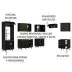 Armário de Cozinha Completa de Canto 462cm Preto Reims Madesa 02