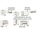 Armário de Cozinha Completa de Canto 462cm Branco Reims Madesa 03