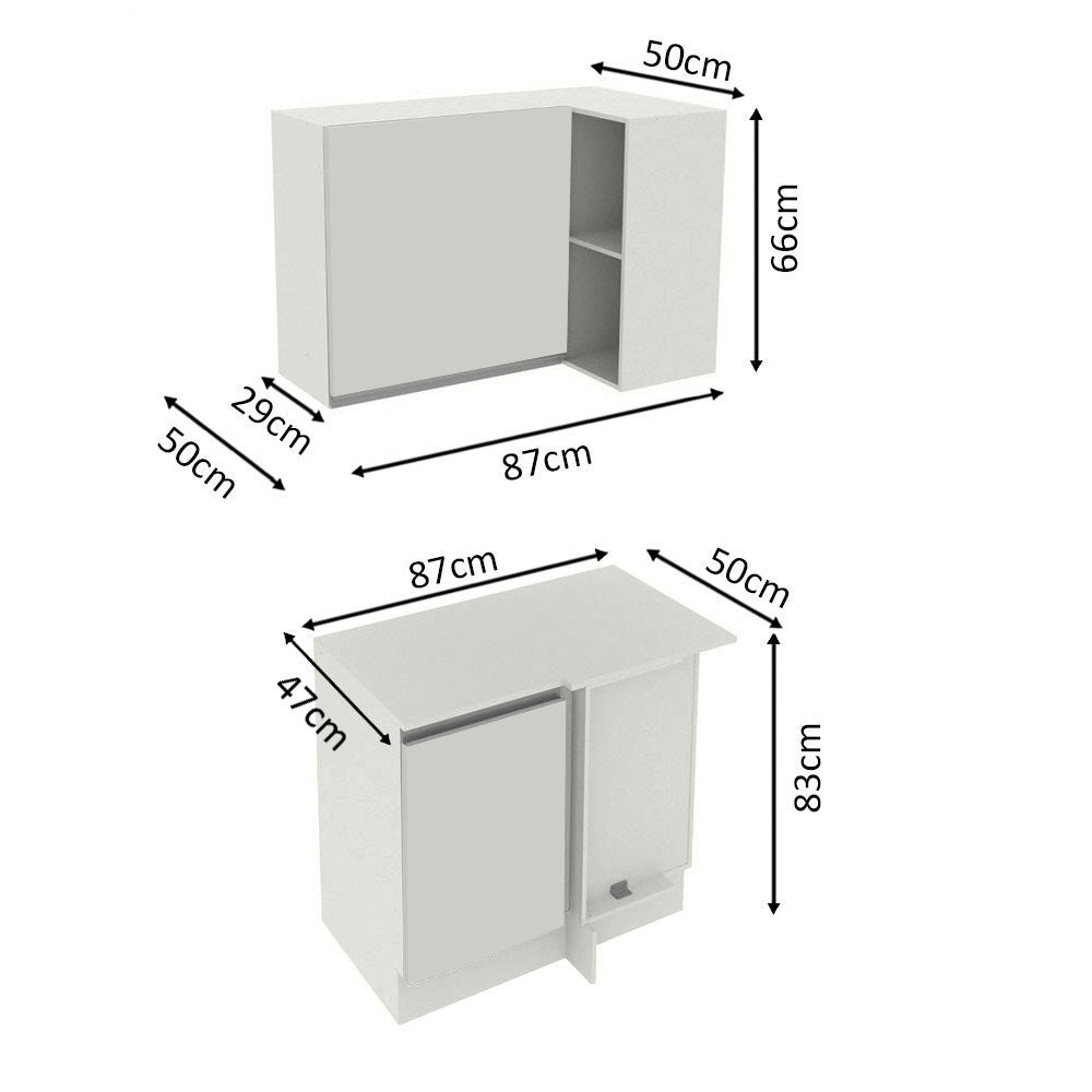 Kit Canto 100% MDF 2 Portas e Nicho Branco Smart Madesa