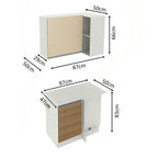 Kit Canto Reto Madesa Smart 2 Portas e Nicho com tampo Rustic/Crema/Branco