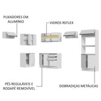 Armário de Cozinha Completa de Canto 100% MDF 447cm Branco Smart Madesa 01