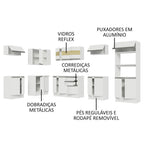 Armário de Cozinha Completa de Canto 100% MDF 447cm Frentes Branco Smart Madesa 02
