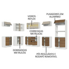 Armário de Cozinha Completa de Canto 100% MDF 447cm Branco/Rustic/Crema Smart Madesa 02