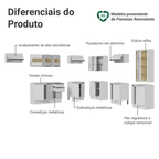 Armário de Cozinha Completa de Canto 507 cm Branco Smart 100% MDF Madesa 01