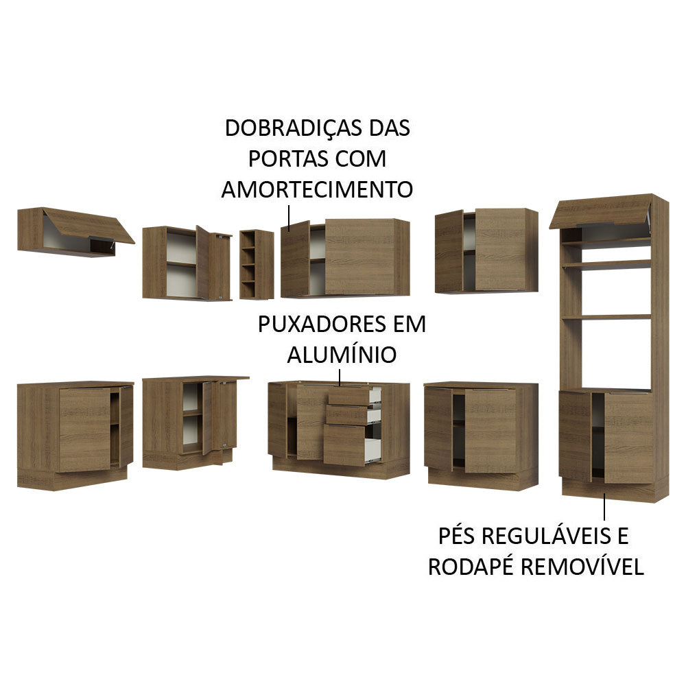 Armário de Cozinha Completa de Canto 499cm Rustic Stella Madesa 01