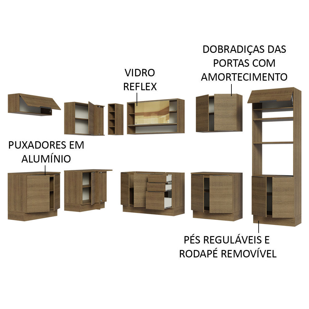 Armário de Cozinha Completa de Canto 499cm Rustic Stella Madesa 02