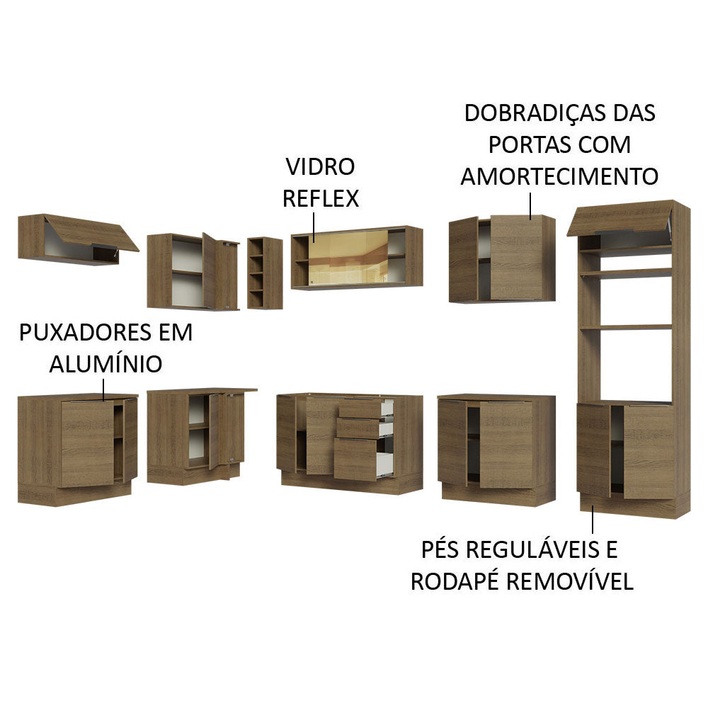 Armário de Cozinha Completa de Canto 499cm Rustic Stella Madesa 03