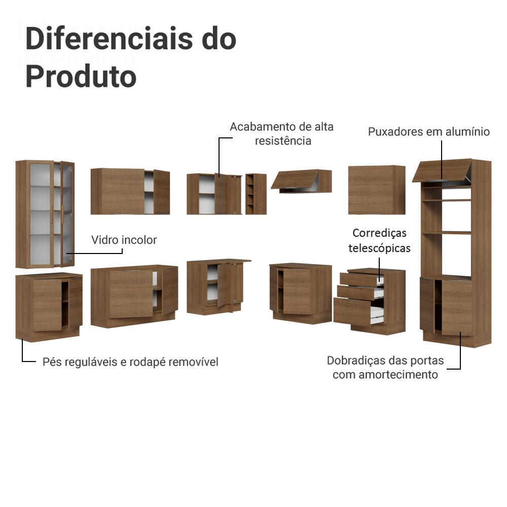 Armário de Cozinha Completa 549cm Rustic Stella Madesa 01