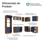 Armário de Cozinha Completa de Canto 399 cm Rustic/Azul Vik Madesa 01