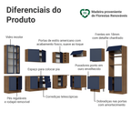 Armário de Cozinha Completa de Canto 549 cm Rustic/Azul Vik Madesa 01