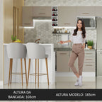 Ilha de Cozinha com Bancada e Balcão 120 cm Branco/Crema Agata Madesa