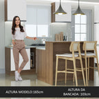 Ilha de Cozinha com Bancada e Balcão 120 cm Rustic/Branco Glamy Madesa