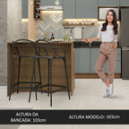 Ilha de Cozinha com Bancada e Balcão 120 cm Rustic/Cinza Lux Madesa