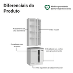 Kit Balcão + Cristaleira 70cm Branco Agata Madesa 02