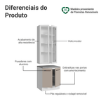 Kit Balcão + Cristaleira 70cm Branco/Crema Agata Madesa 02