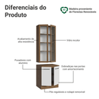 Kit Balcão + Cristaleira 70cm Rustic/Branco Agata Madesa 02