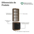 Kit Balcão + Cristaleira 70cm Rustic/Preto Agata Madesa 02