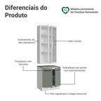 Kit Balcão + Cristaleira 70cm Branco/Cinza Agata Madesa 02