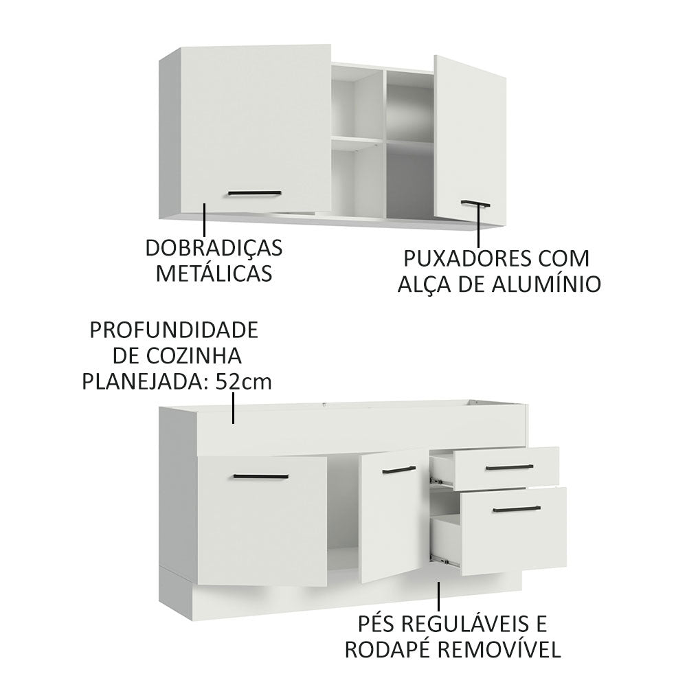 Armário de Cozinha Compacta 150cm Branco Agata Madesa 02