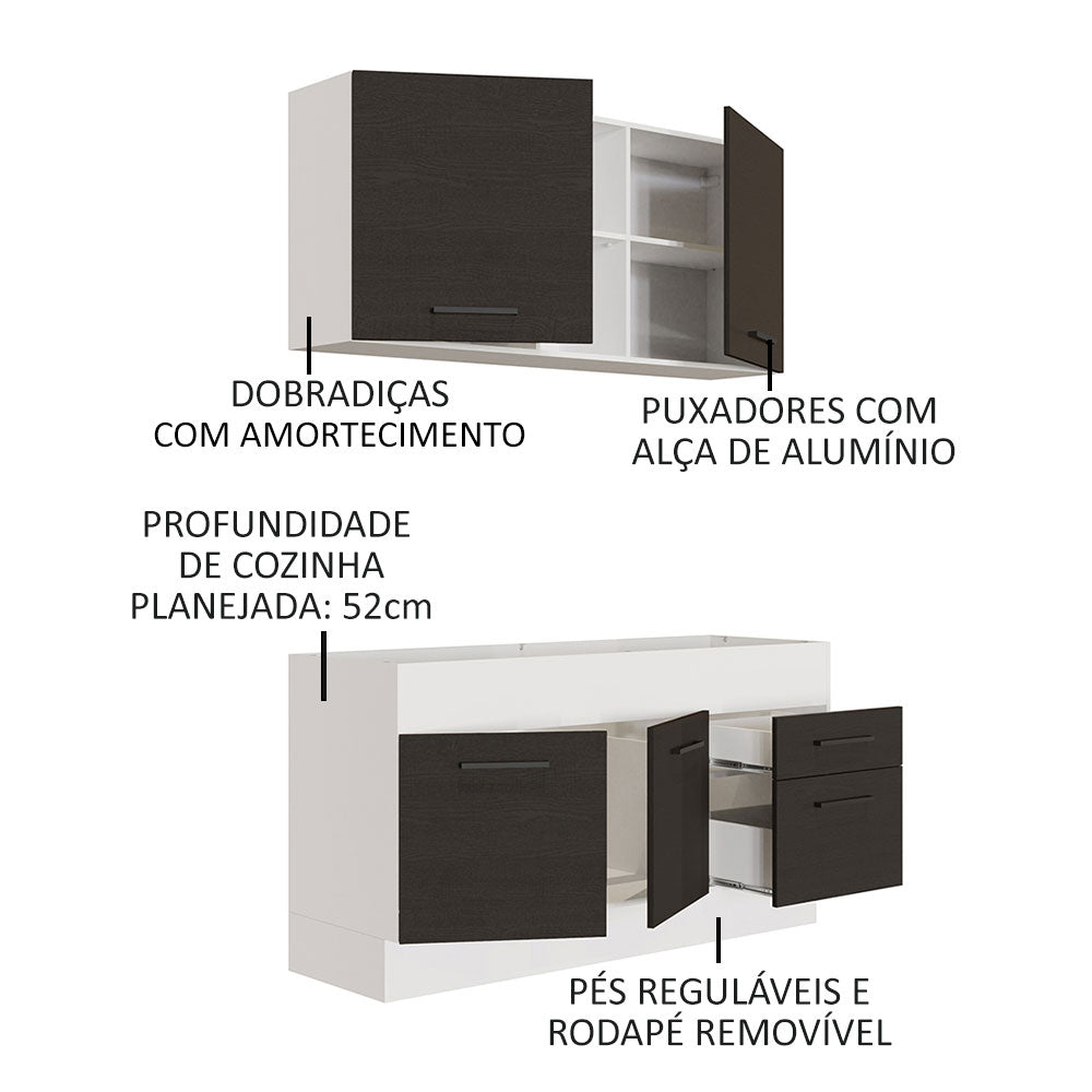 Armário de Cozinha Compacta 150cm Branco/Preto Agata Madesa 02