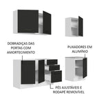 Armário de Cozinha Compacta 180cm Branco Preto Agata Madesa 01