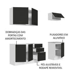 Armário de Cozinha Compacta 180cm Branco Preto Agata Madesa 03