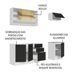 Armário de Cozinha Compacta 180cm Branco Preto Agata Madesa 04