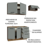 Armário de  Cozinha Compacta 180cm Rustic/Cinza Agata Madesa 09
