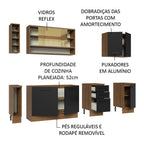 Armário de Cozinha Completa 220cm Rustic/Preto Agata da Thêmis Madesa