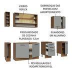 Armário de Cozinha Completa 220cm Rustic/Cinza Agata da Thêmis Madesa