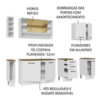 Armário de Cozinha Completa 220cm Branco/Rustic 60cm de Profundidade Agata Madesa 02