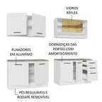 Armário de Cozinha Completa 240cm Branco 60cm de Profundidade Agata Madesa 01