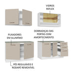 Armário de Cozinha Completa 240cm Branco/Crema 60cm de Profundidade Agata Madesa 01