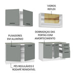 Armário de Cozinha Completa 240cm Branco/Cinza 60cm de Profundidade Agata Madesa 01