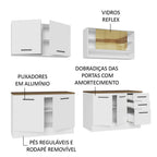 Armário de Cozinha Completa 240cm Branco Tampo Rustic 60cm de Profundidade Agata Madesa 01