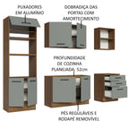Armário de Cozinha Completa 250cm Rustic/Cinza Agata Madesa 01